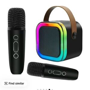 Black Wireless Mini karaoke machine and Speaker Set with Bluetooth. Brand new